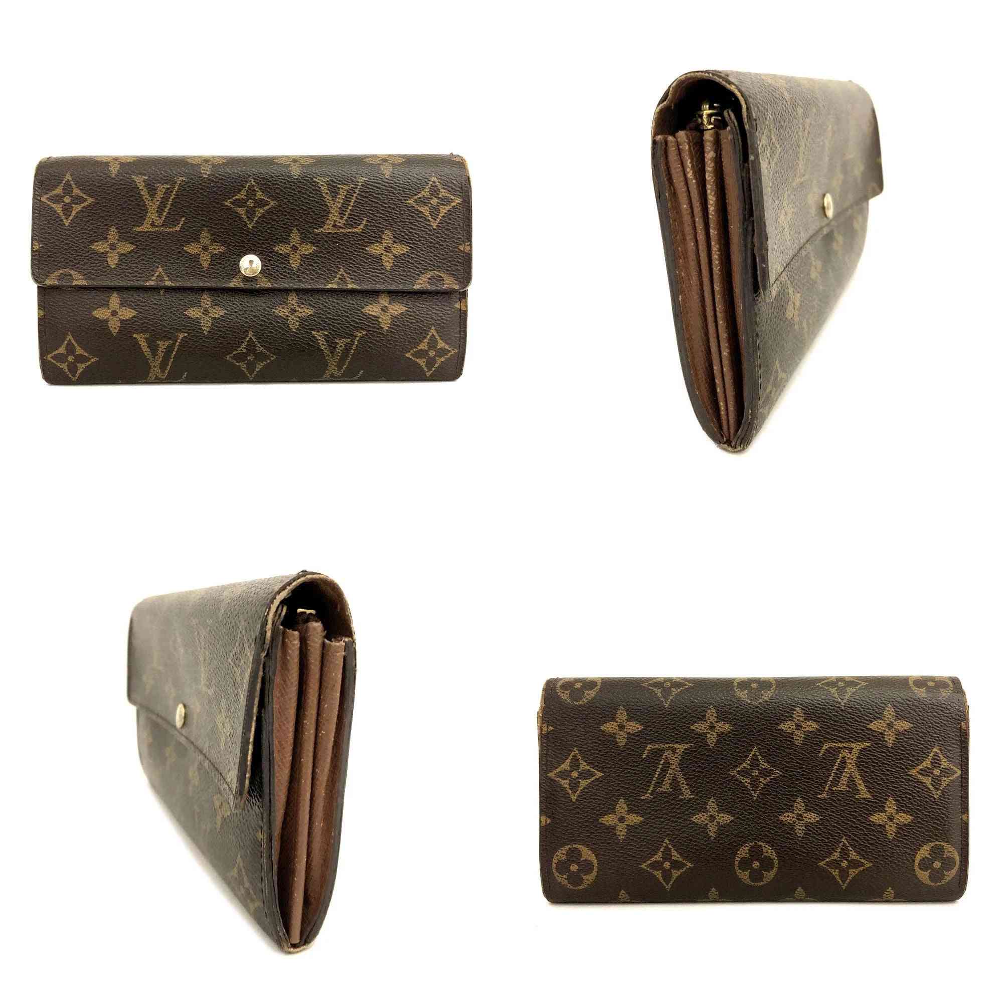 $720 Louis Vuitton Monogram Portefeiulle Sarah Long Bifold Wallet Brown CA0049
