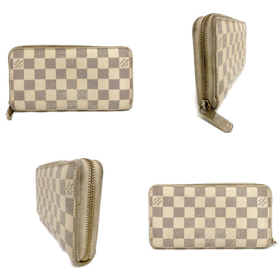 $915 2008 Louis Vuitton Damier Azur Zippy Zip Around Long Wallet Purse White VI0088