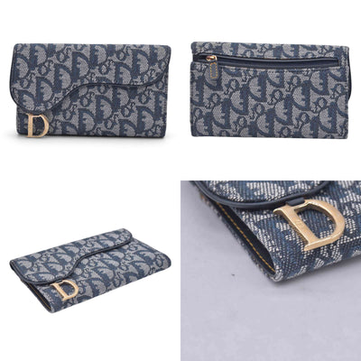 $720 CHRISTIAN DIOR Christian Dior Oblique Trotter Canvas Wallet CONSIGNMENT 10021569
