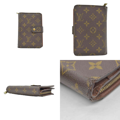 $750 Louis Vuitton Monogram Porte Papier Zippe Bifold Wallet Brown 10020017