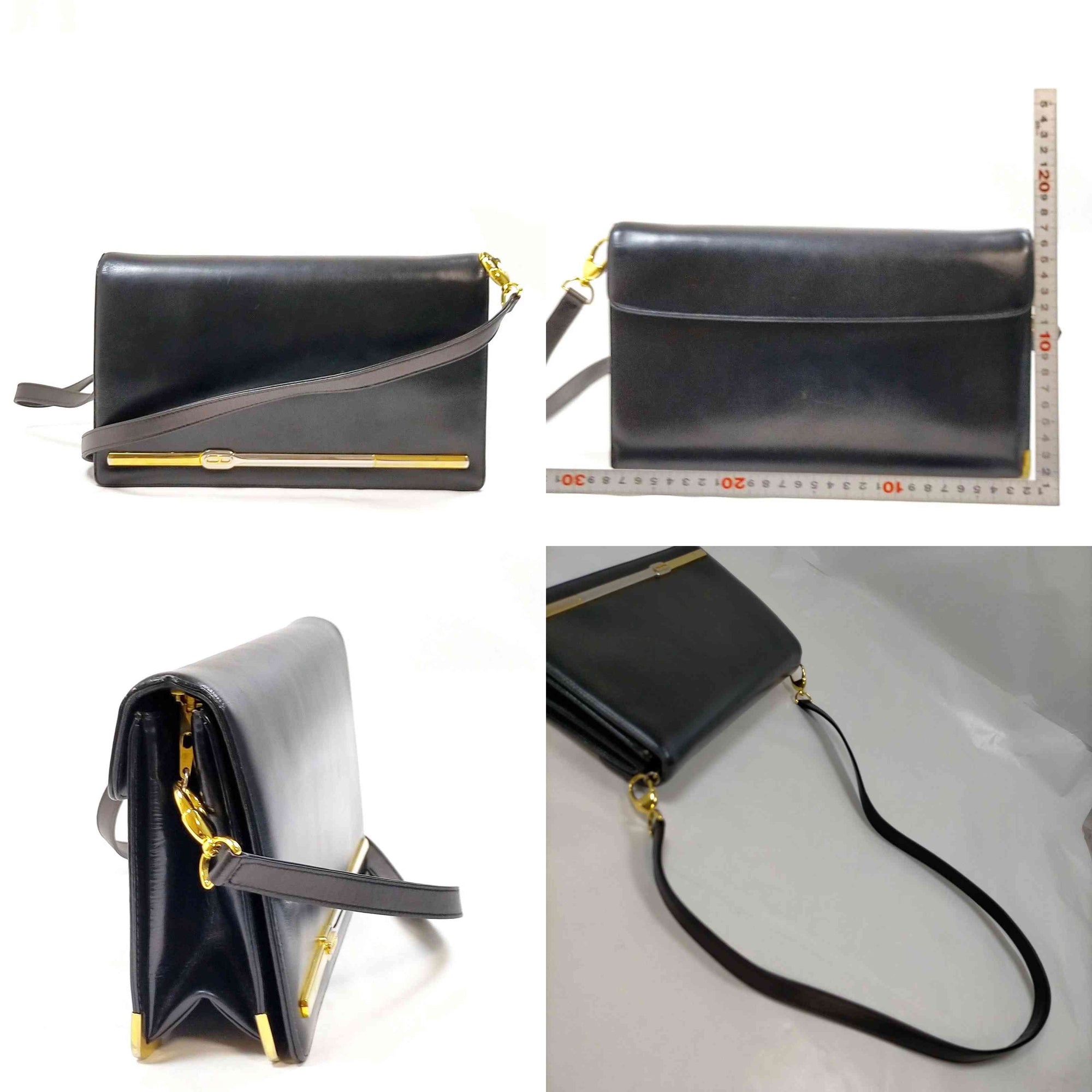 $1290 Christian Dior Shoulder Bag Black Leather