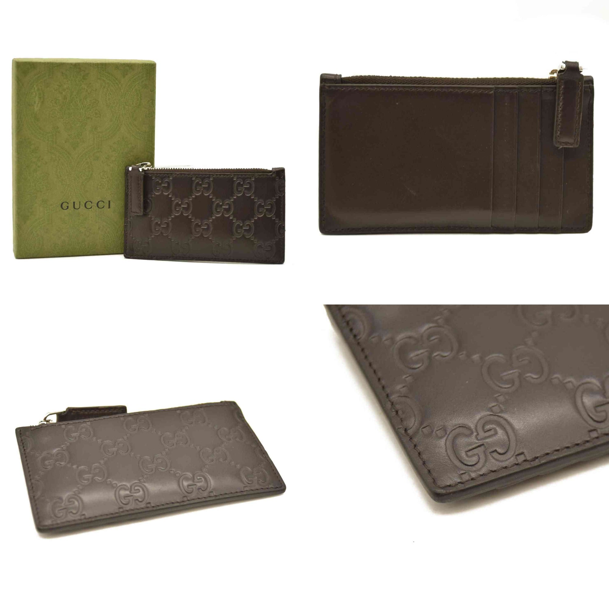 Gucci  Guccissima Signature Coin Case Card Holder Brown
