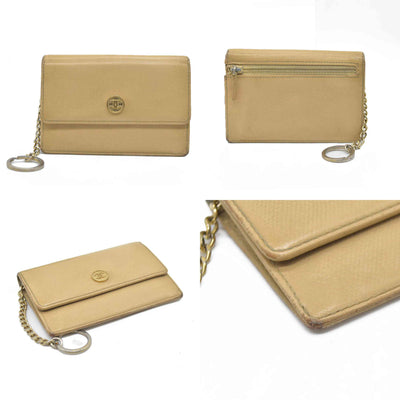 $875 Chanel Coco Button Coin Purse Beige