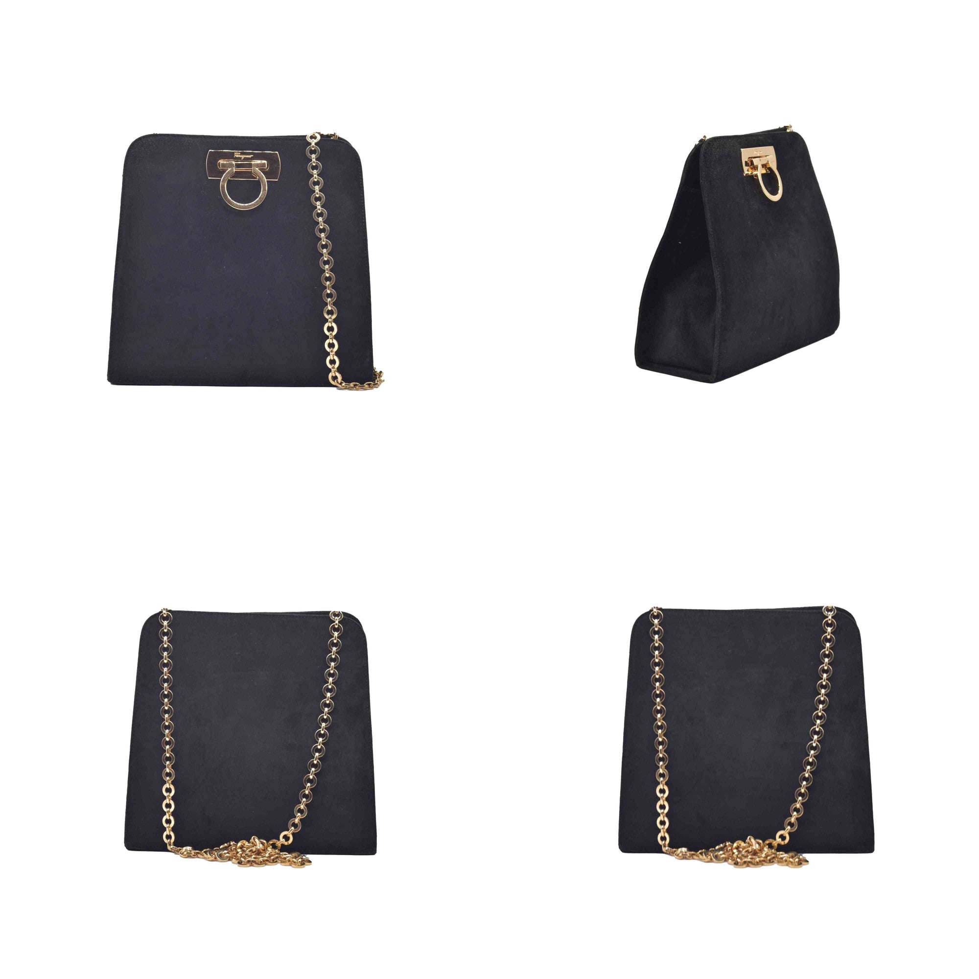 $1660 Salvatore Ferragamo Velvet Gancini Shoulder Bag CONSIGNMENT