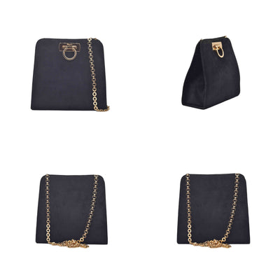 $1660 Salvatore Ferragamo Velvet Gancini Shoulder Bag CONSIGNMENT