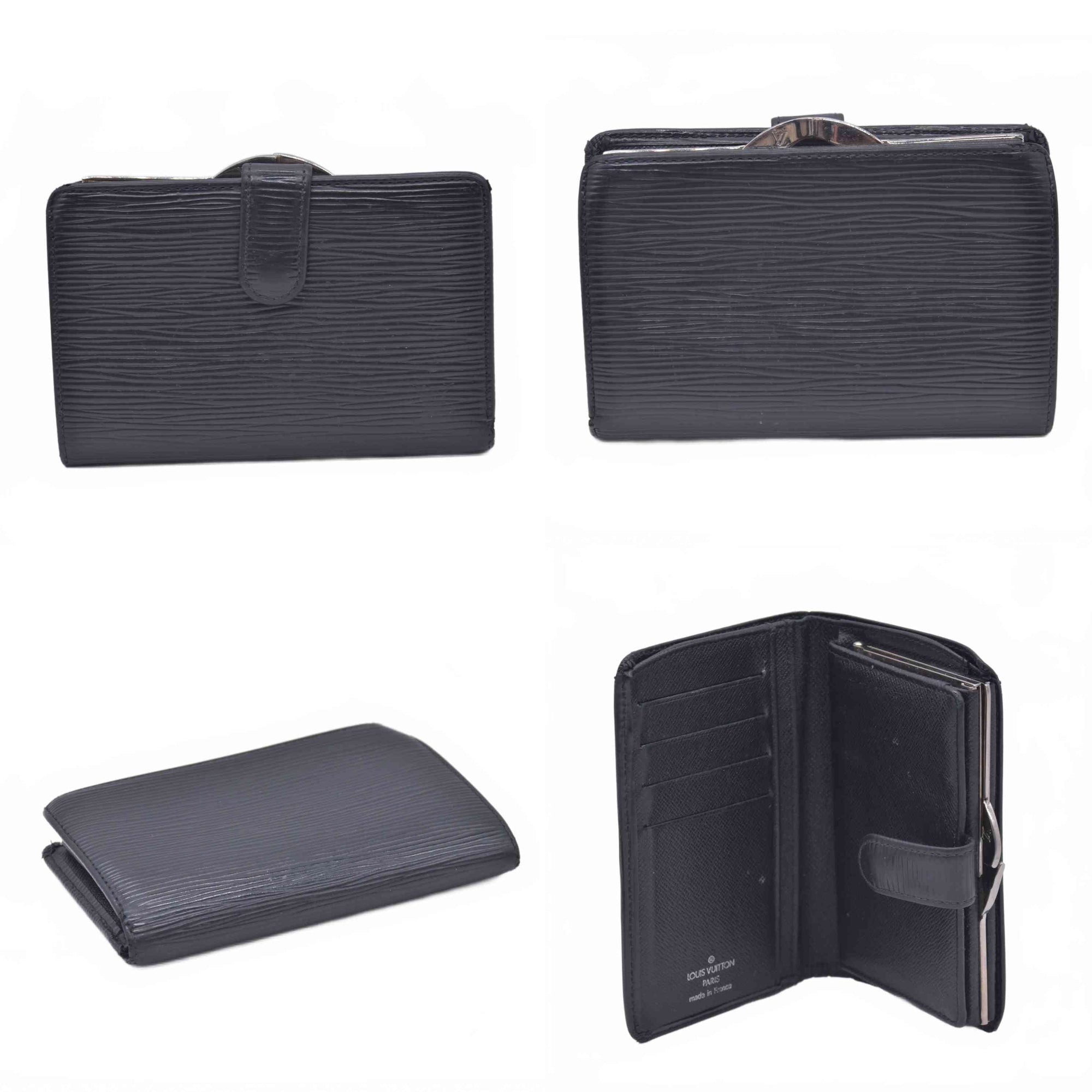 $730 2006 LOUIS VUITTON Epi Leather Black French Wallet CONSIGNMENT 10021623 MI0016