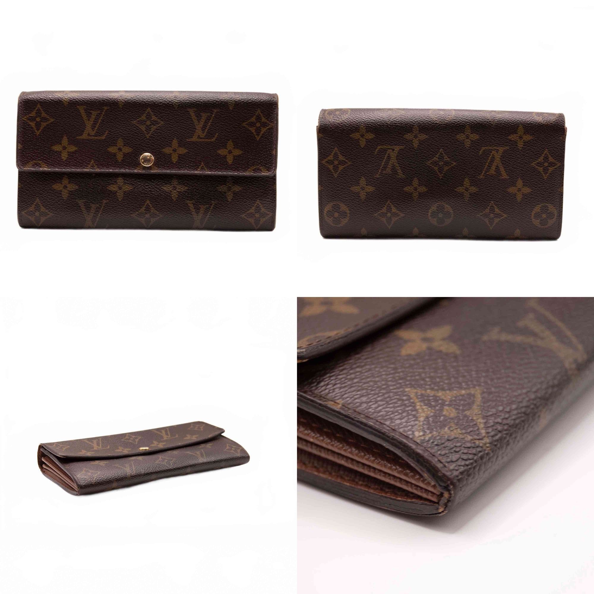 $775 2008 Louis Vuitton Monogram Portefeiulle Sarah Long Bifold Wallet Brown CA0068