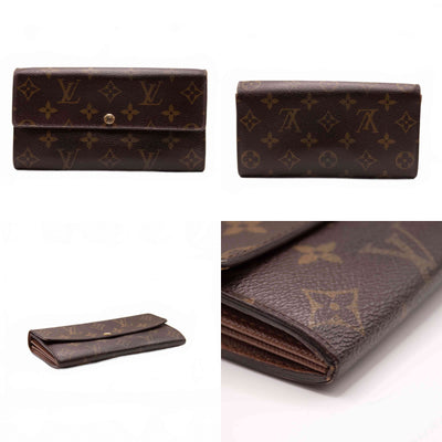 $775 2008 Louis Vuitton Monogram Portefeiulle Sarah Long Bifold Wallet Brown CA0068