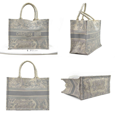 $3350 CHRISTIAN DIOR Canvas Embroidered Medium Dioriviera Toile De Jouy Book Tote Gray CONSIGNMENT