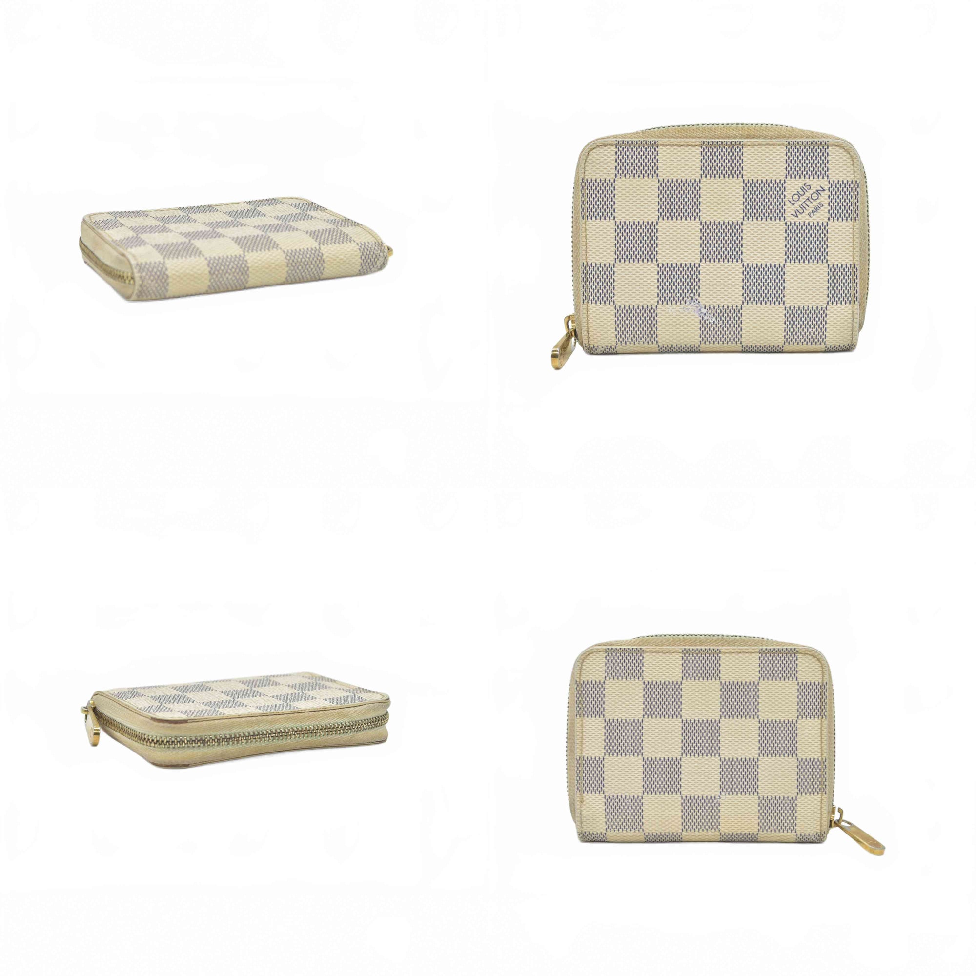 $560 2012 Louis Vuitton Damier Azur Zippy Zip Coin Purse Wallet White SN1192