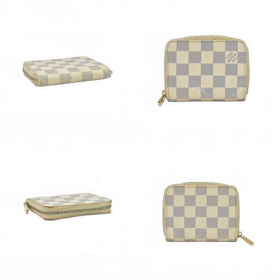 $560 2012 Louis Vuitton Damier Azur Zippy Zip Coin Purse Wallet White SN1192