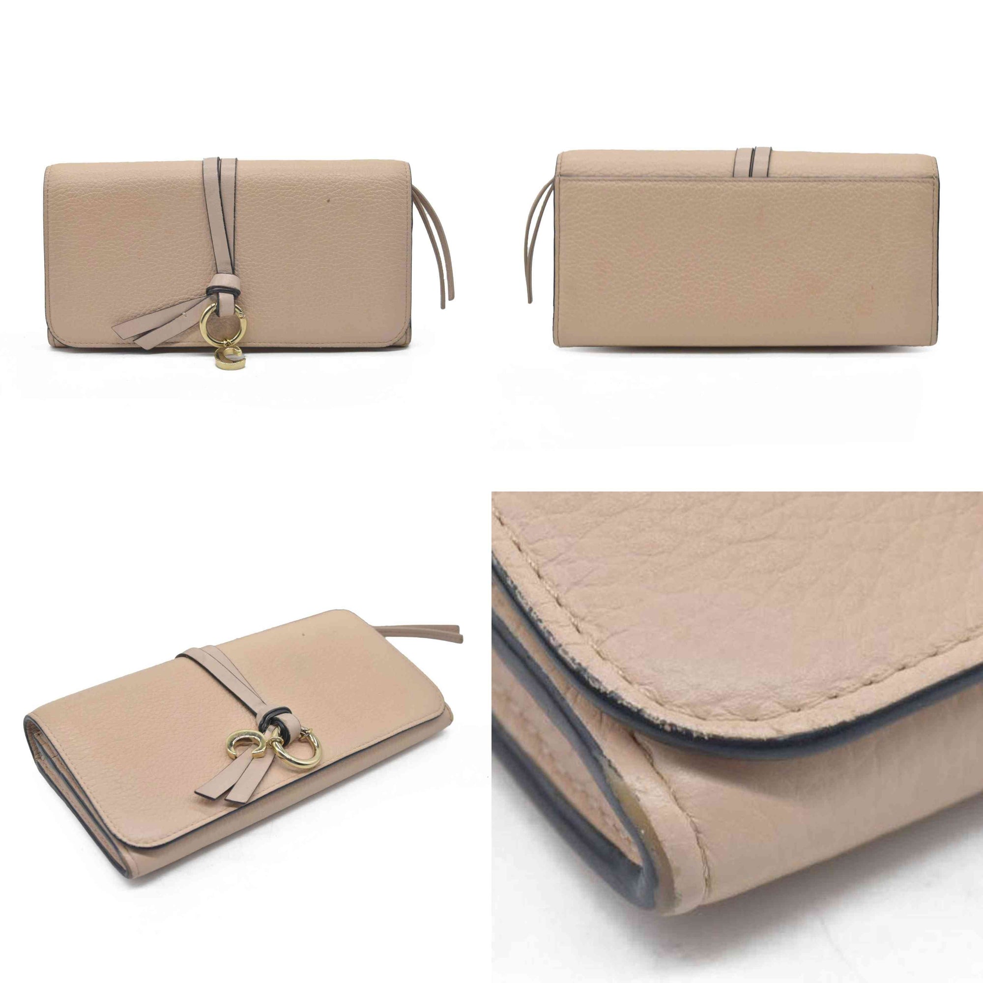 $495 Chloe Alphabet Leather Bifold Long Wallet