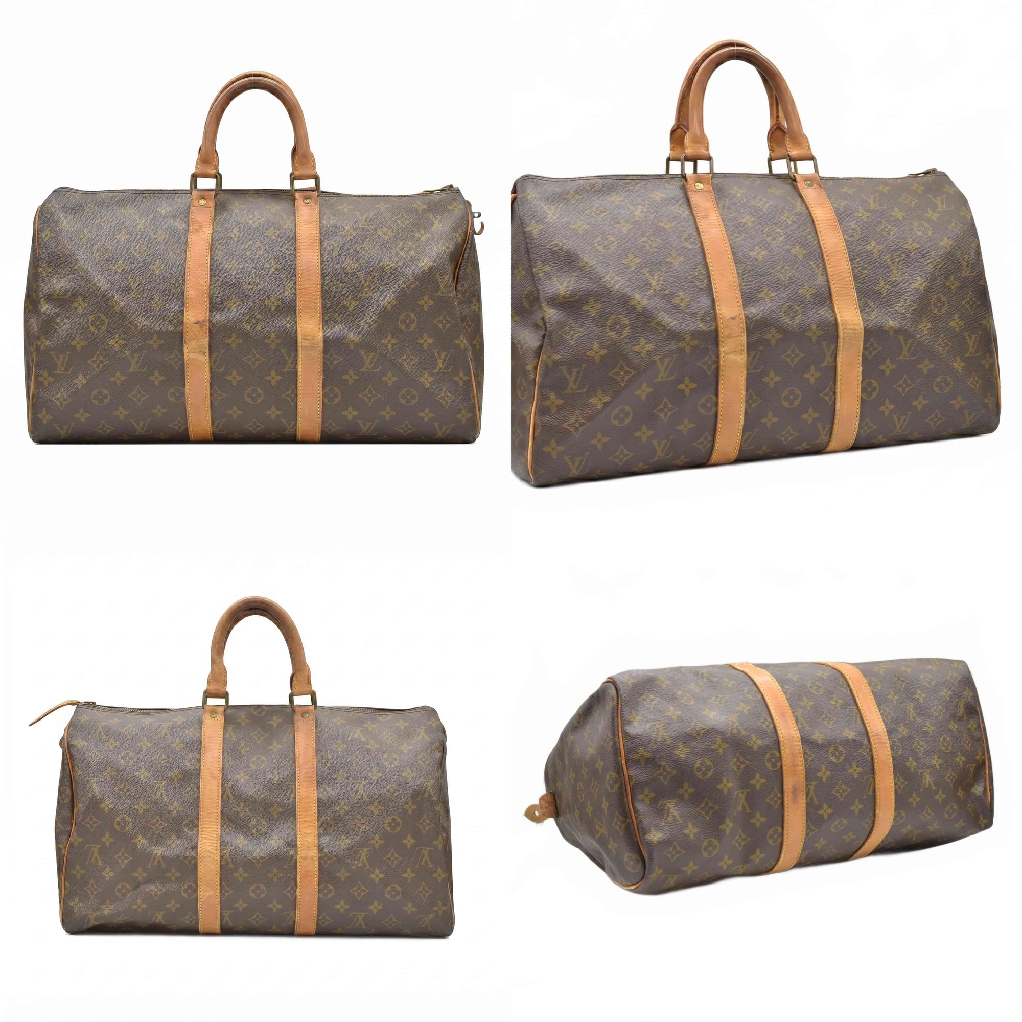 $1420 1988 Louis Vuitton LV Boston Bag Keepall 45 Brown Monogram SA822