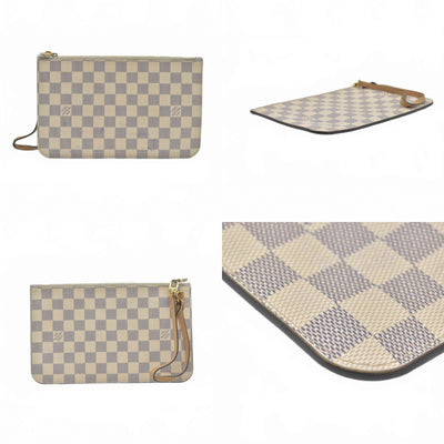 $650 Louis Vuitton Damier Azur Braided Neverfull MM Tote Pochette