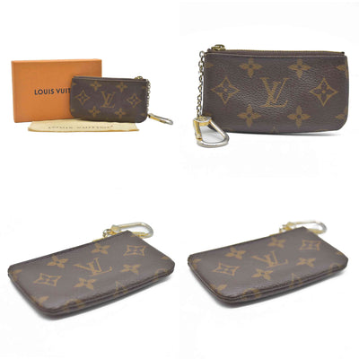 AUCTION $345 Louis Vuitton Monogram Pochette Cles Wallet Coin Purse Brown