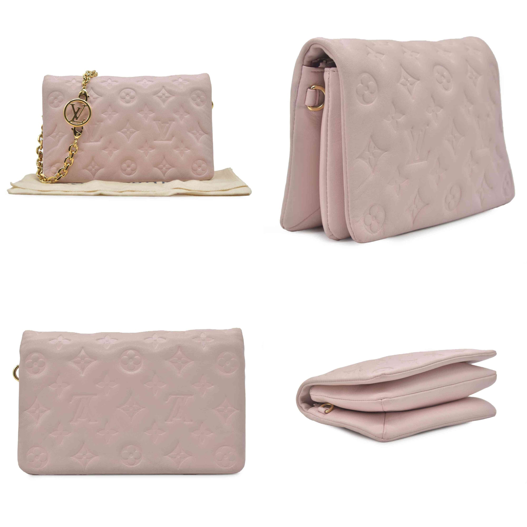 $2840 Louis Vuitton Monogram Embossed Pochette Coussin