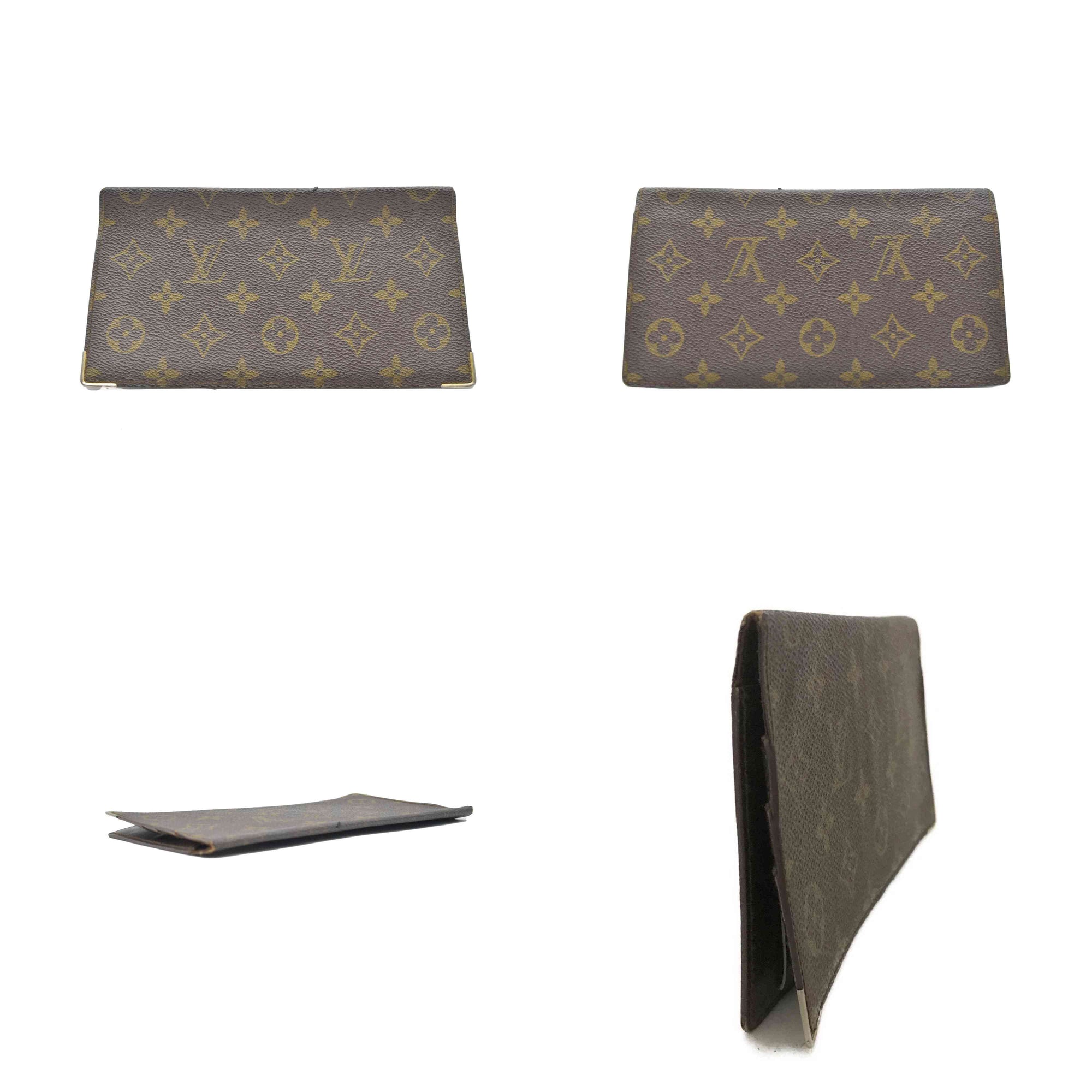 $720 1983 Vintage Louis Vuitton Monogram Long Bifold Wallet Brown 834