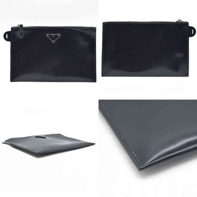 $600 Prada Enameled Metal Zipper Pouch