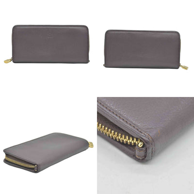 $990 LOEWE Round Zipper Long Wallet purple Anagram Wallet Leather CONSIGNMENT