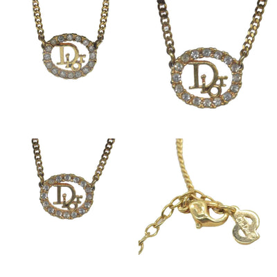 $350 Christian Dior 20th Century Gold Plated Strass CD Logo Pendant Necklace CONSIGNMENT