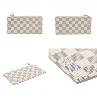 $1580 Louis Vuitton Damier Azur Pochette Félicie Wallet Zippered Insert Rose Ballerine