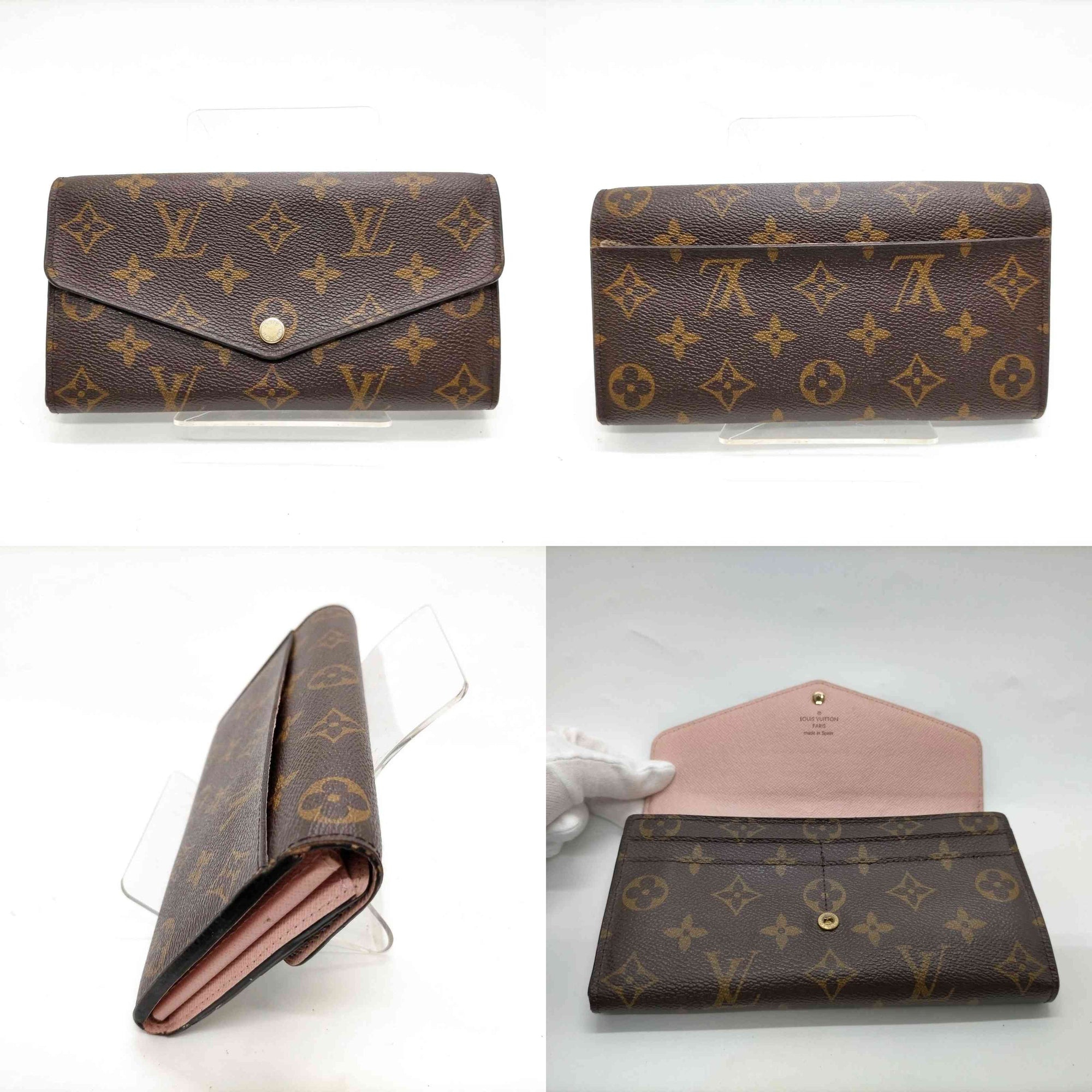 $800 2018 Louis Vuitton Monogram Sarah Wallet NM Rose Ballerine CA3128 10020971