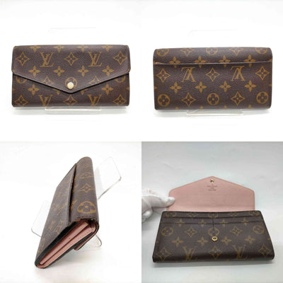 $800 2018 Louis Vuitton Monogram Sarah Wallet NM Rose Ballerine CA3128 10020971
