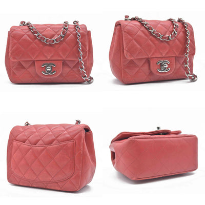 $5200 Chanel Classic Mini Square Flap Bag Red