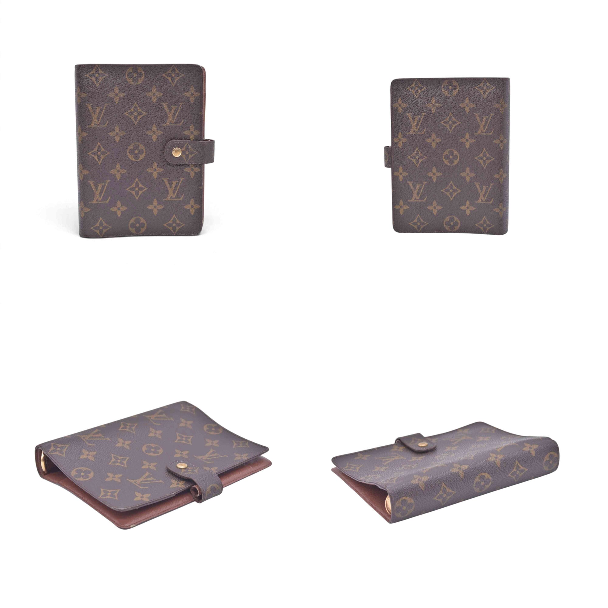 $715 1997 LOUIS VUITTON Monogram Agenda MM Medium Ring Planner Cover Brown SP0947 10021367