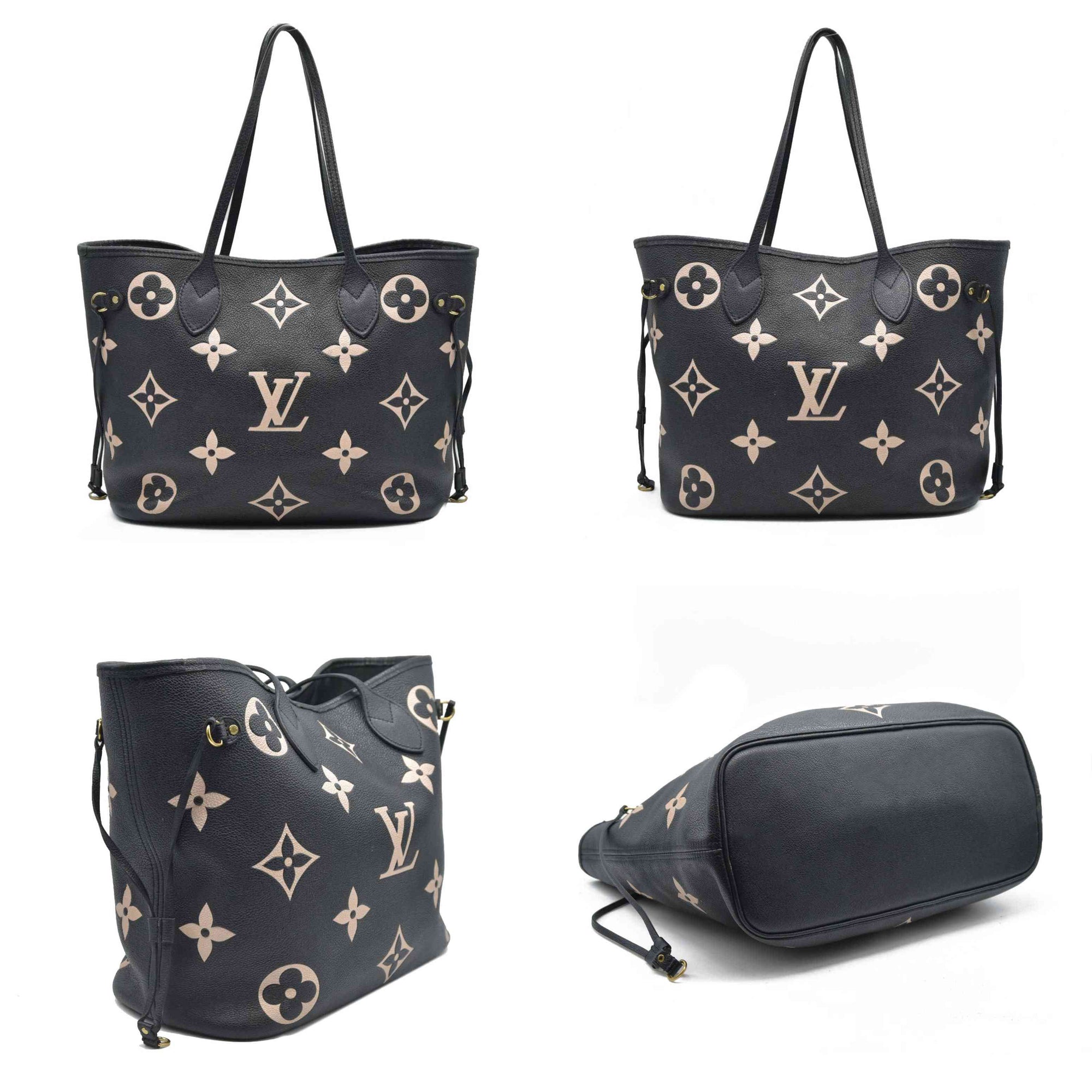 $3050 Louis Vuitton Neverfull NM Tote Bicolor Monogram Empreinte Giant MM