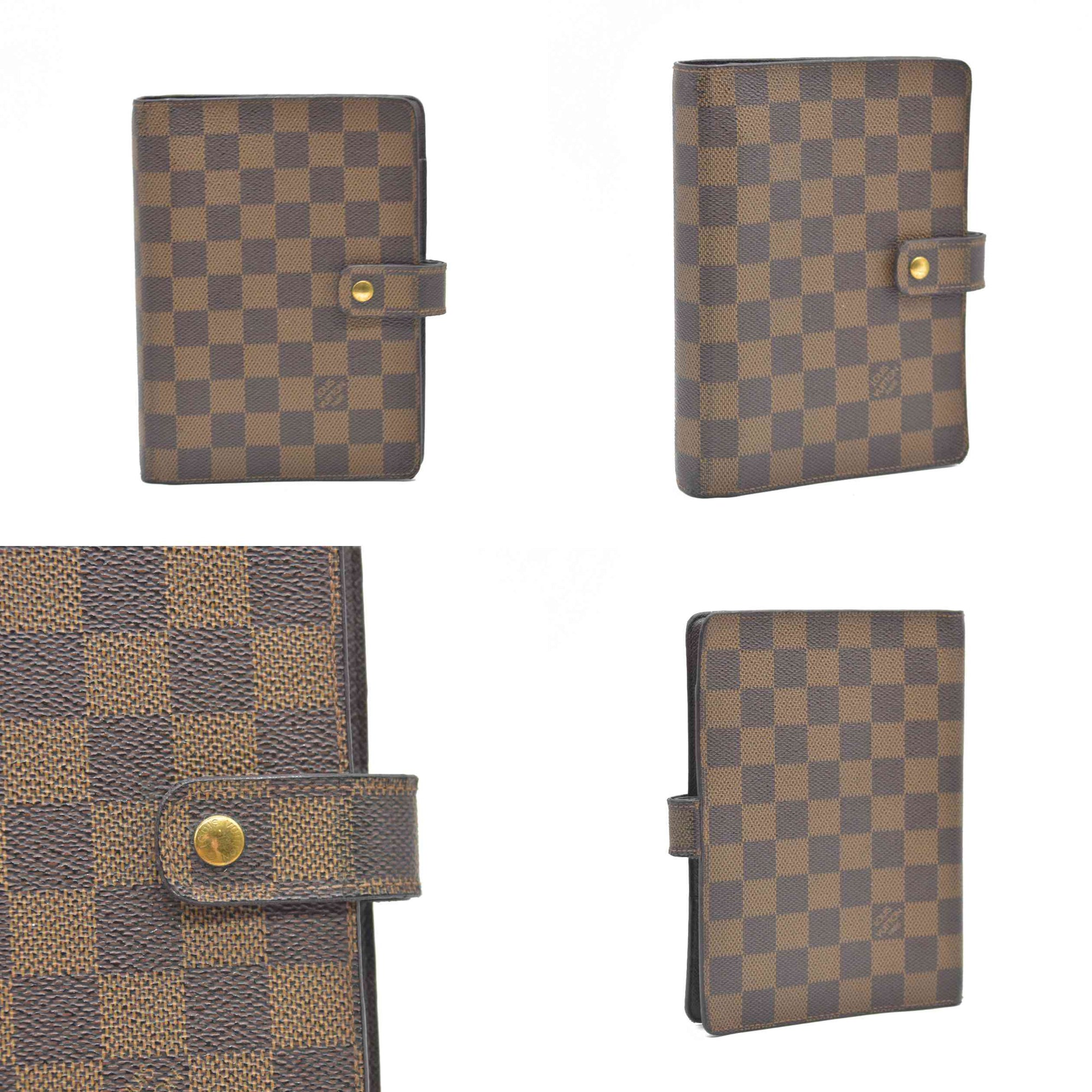 $755 Louis Vuitton Damier Ebene Medium Ring Agenda Cover Consignment NL SP0022 2002