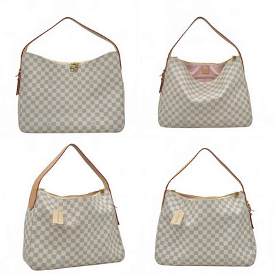 $2740 Louis Vuitton Damier Azur Slouchy MM Rose Ballerine
