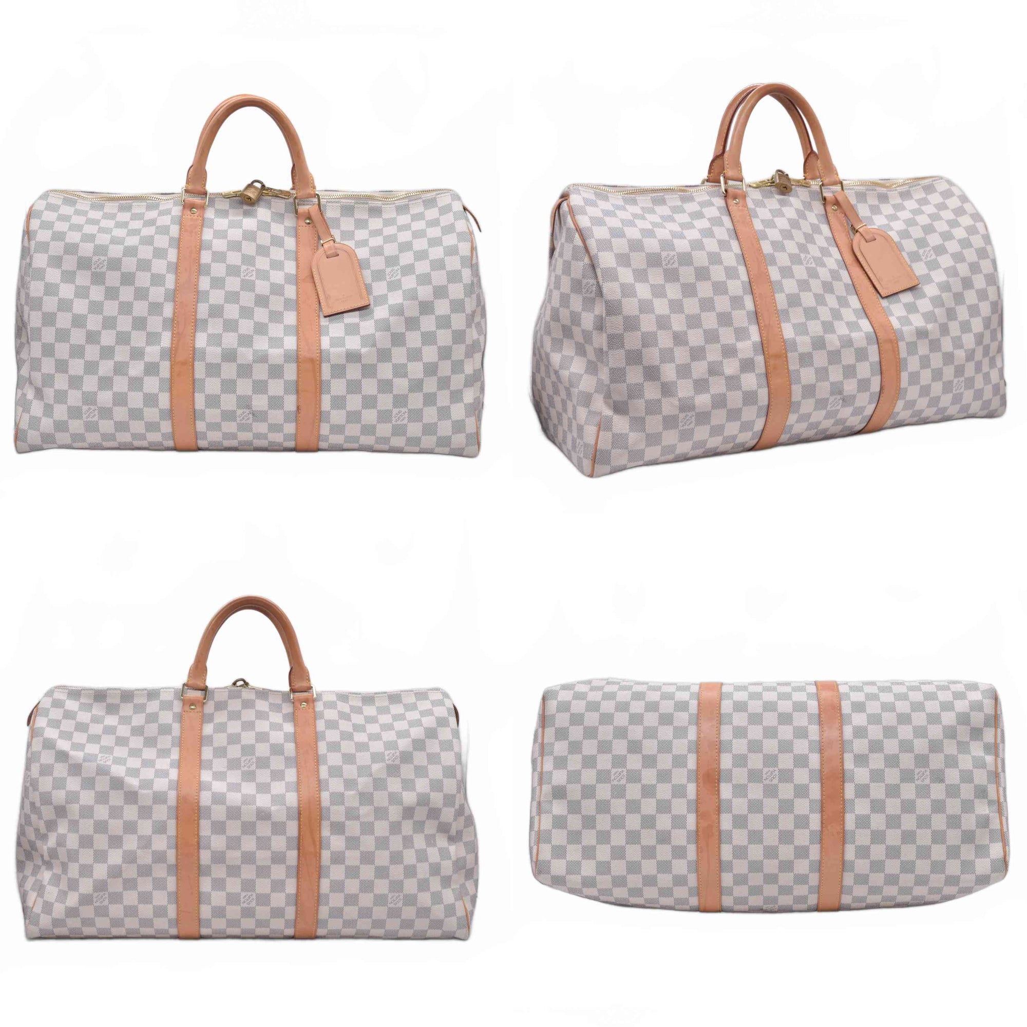 $1440 Louis Vuitton 2008 Damier Azur Keepall 50 MB2078 10021299