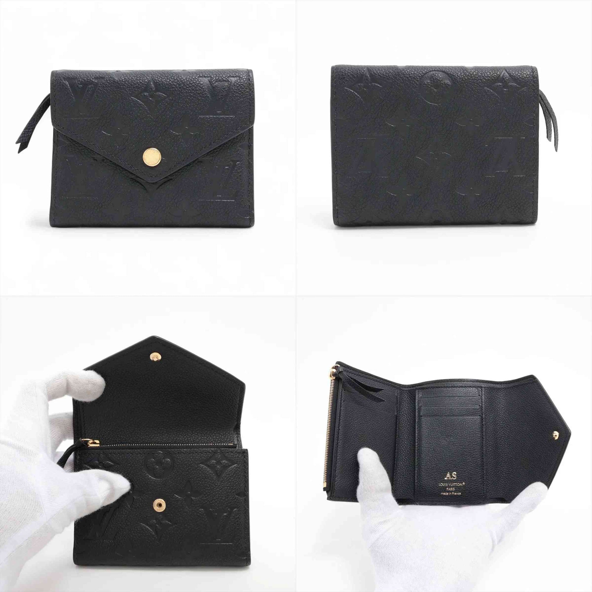 $780 Louis Vuitton Empreinte Portefeuille Victorine Noir Compact Wallet 10021122