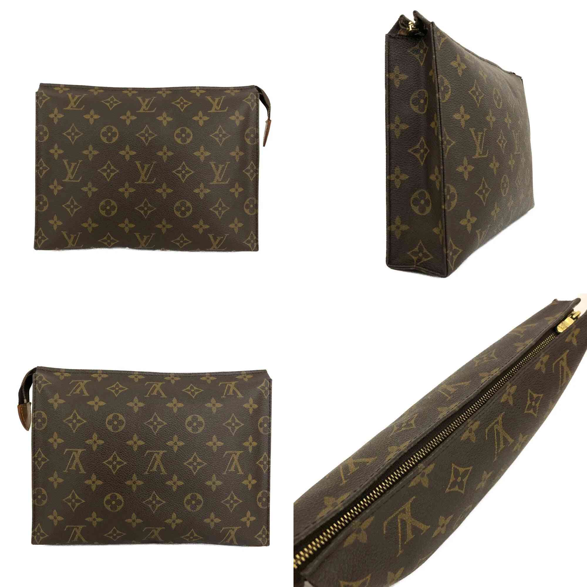 $760 2002 Louis Vuitton Monogram Poche Toiletry 26 Cosmetics Pouch Purse Brown SL0062