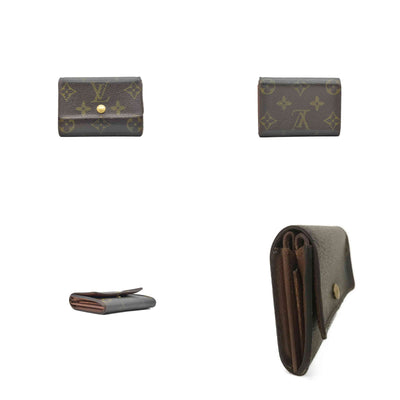 $435 Louis Vuitton Monogram Porte Monnaie Plat Coin Purse Wallet Brown MI0045