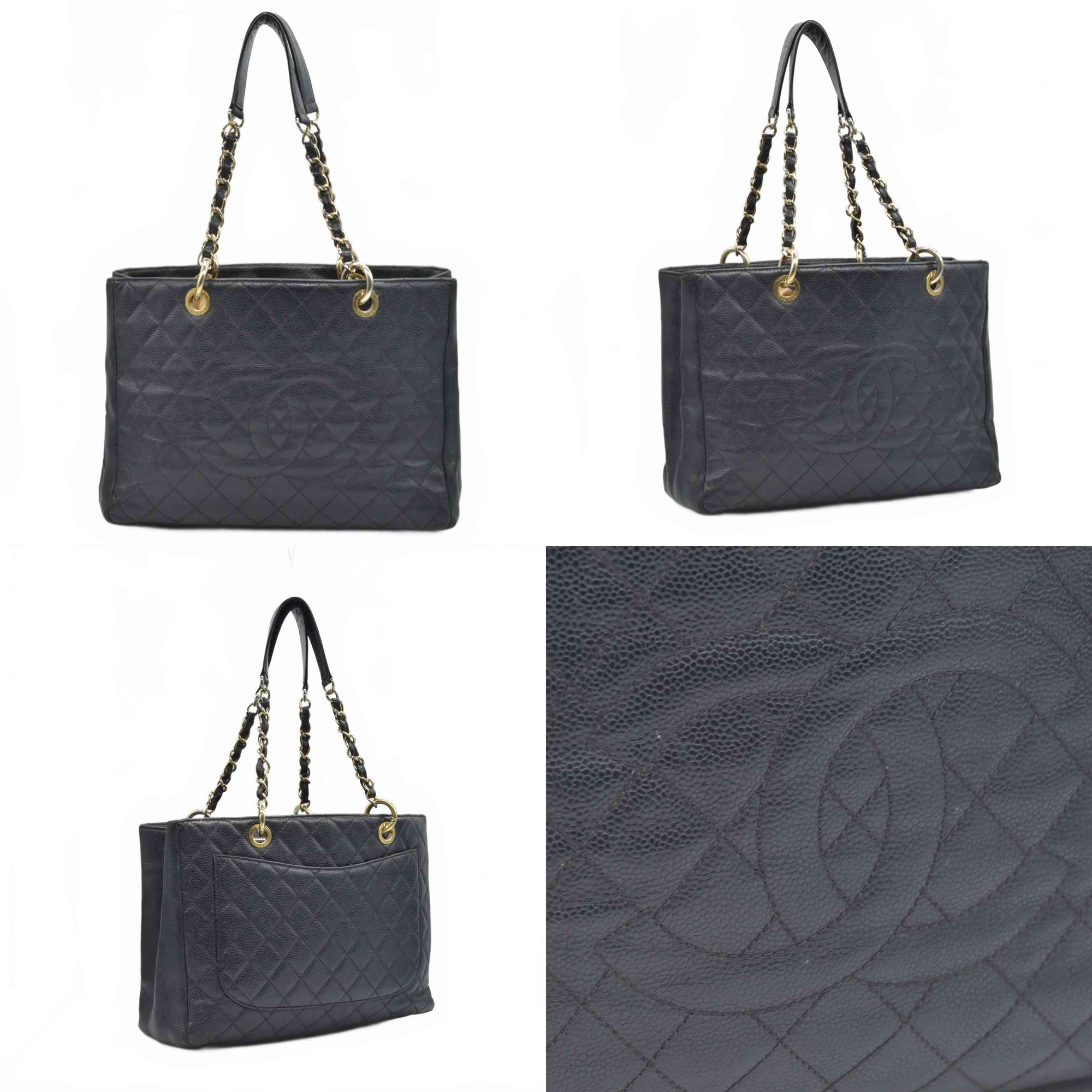 $2900 2010 Chanel Grand Shopping Tote (GST) Black Caviar