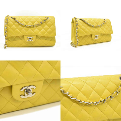 $11300 Chanel Lambskin Quilted Medium Double Flap Yellow CONSIGNMENT