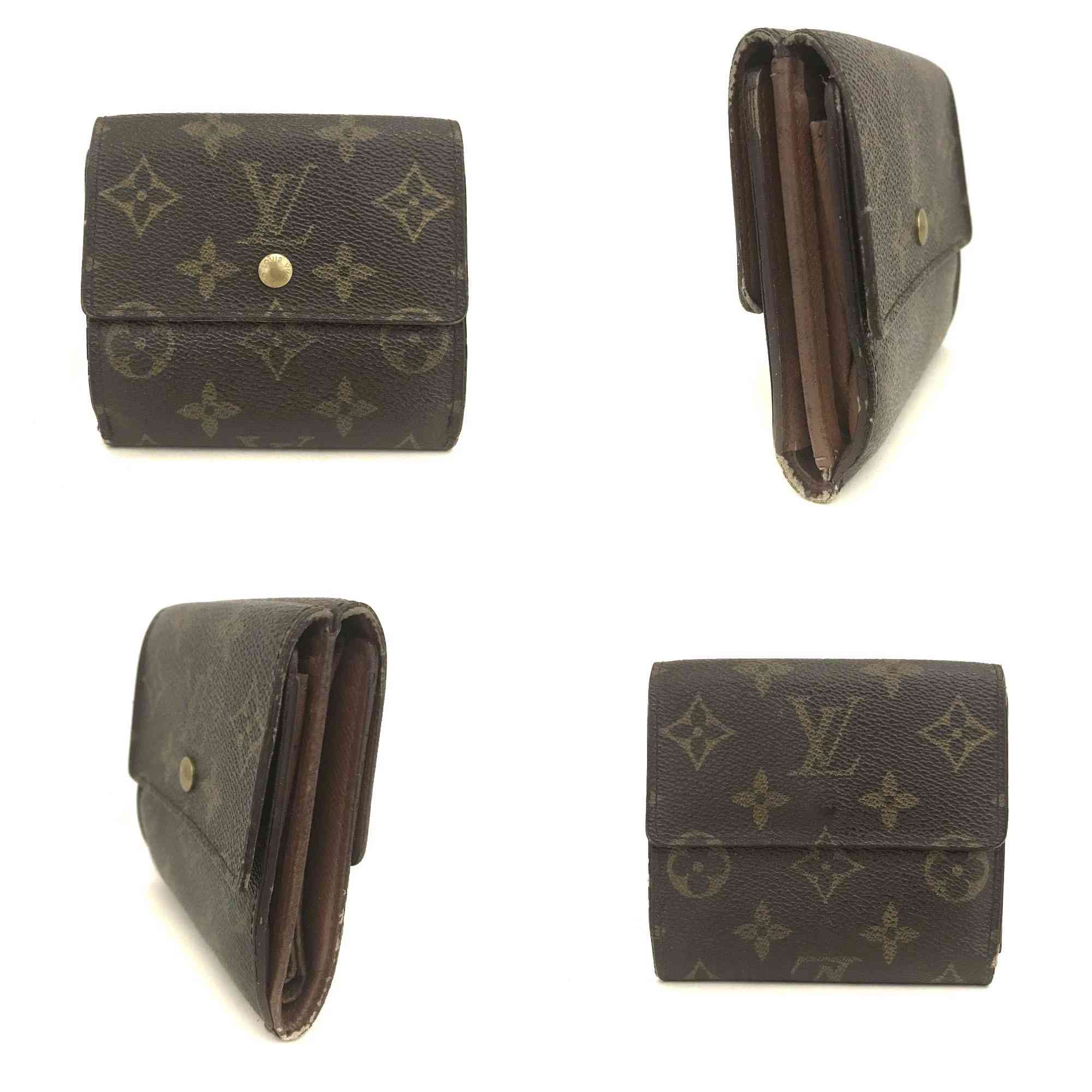 Louis Vuitton Monogram Portefeiulle Elise Trifold Wallet Brown TH0956