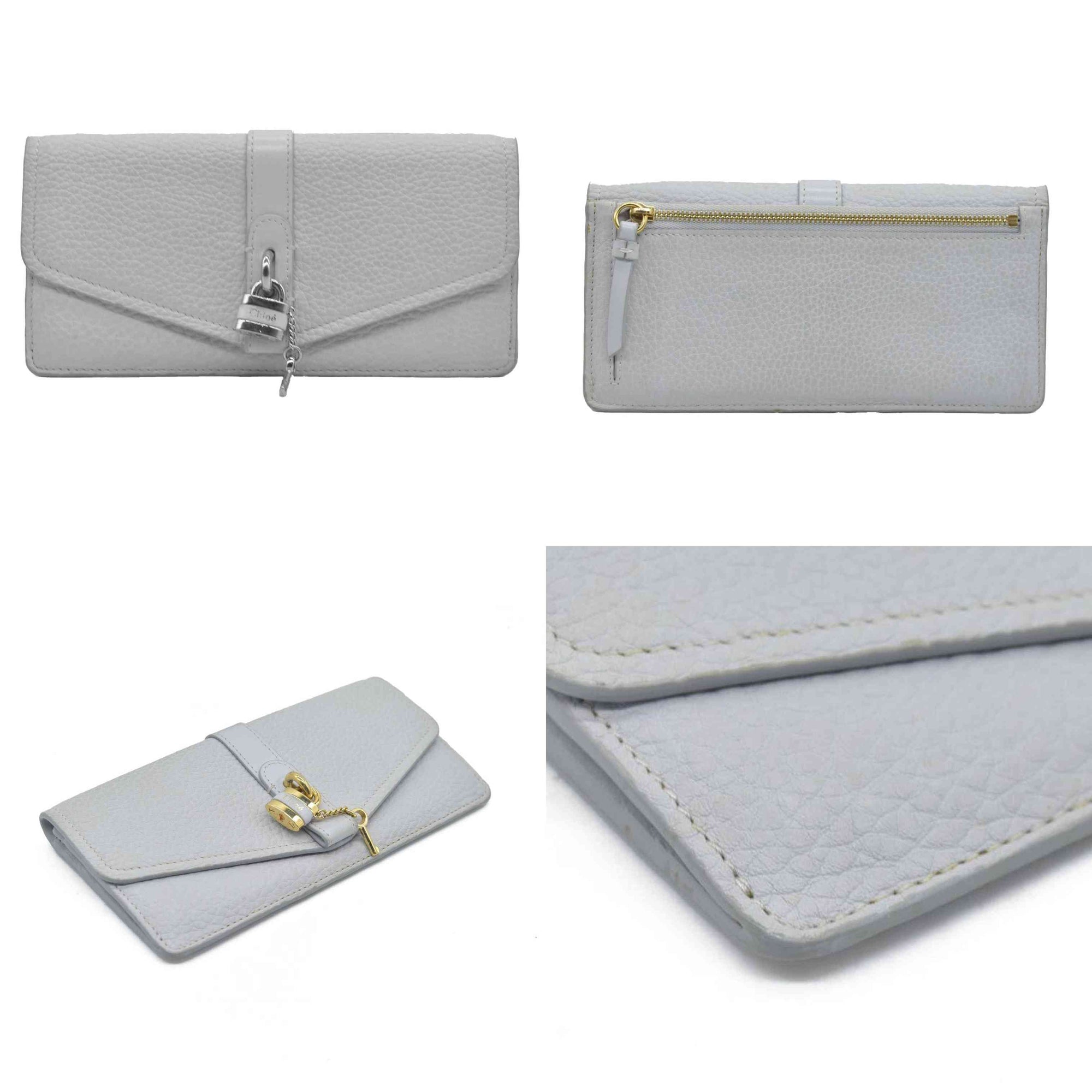 $495 Chloe Aby Padlock Leather Bifold Long Wallet