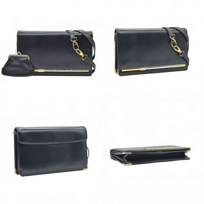 $1290 Christian Dior Shoulder Bag Black Leather