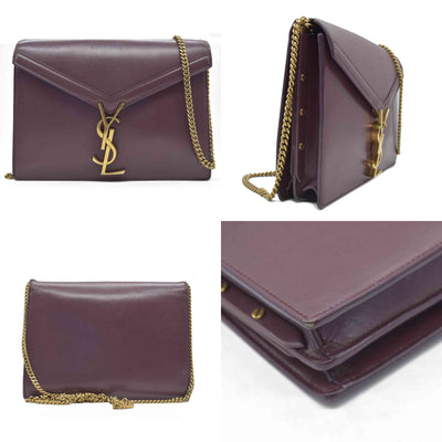 $2550 Saint Laurent Smooth Calfskin Monogram Cassandra Clasp Bag Burgundy