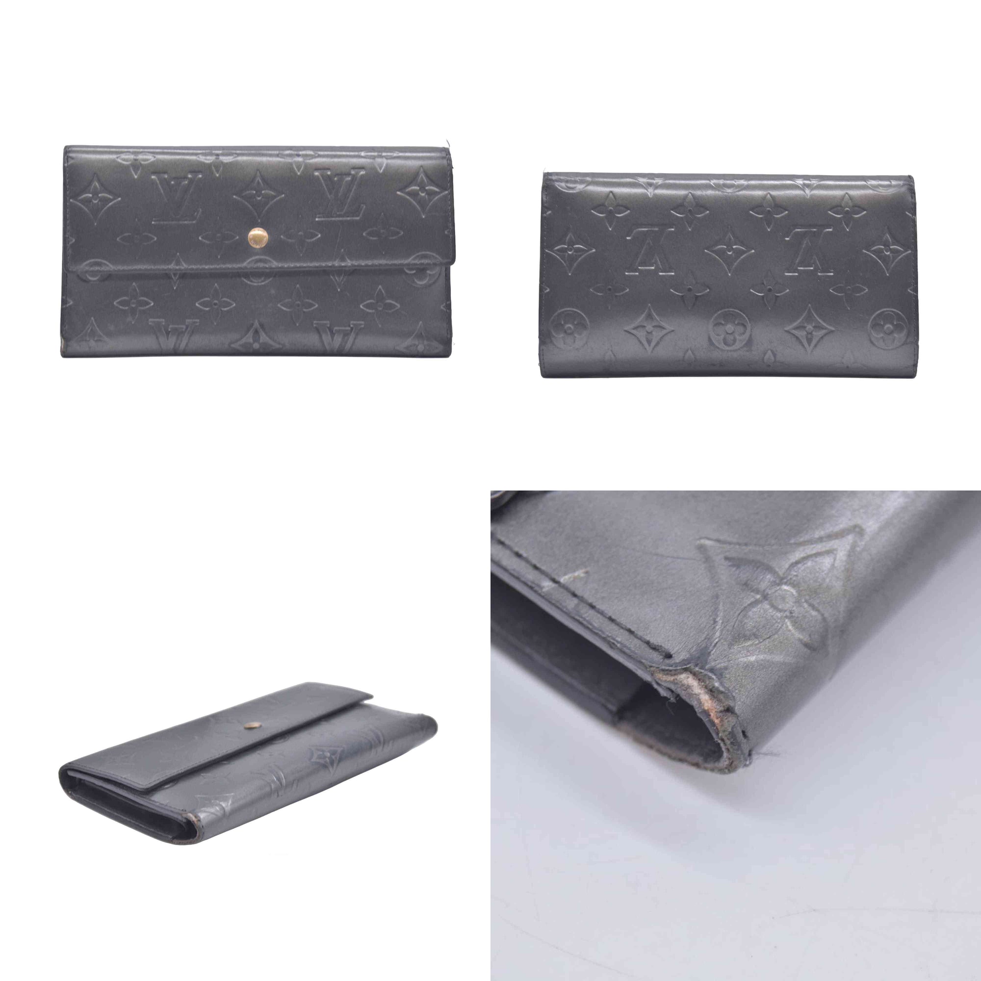 2005 Louis Vuitton Mat Monogram Porte Tresor International Grey TH0055 CONSIGNMENT 10020952