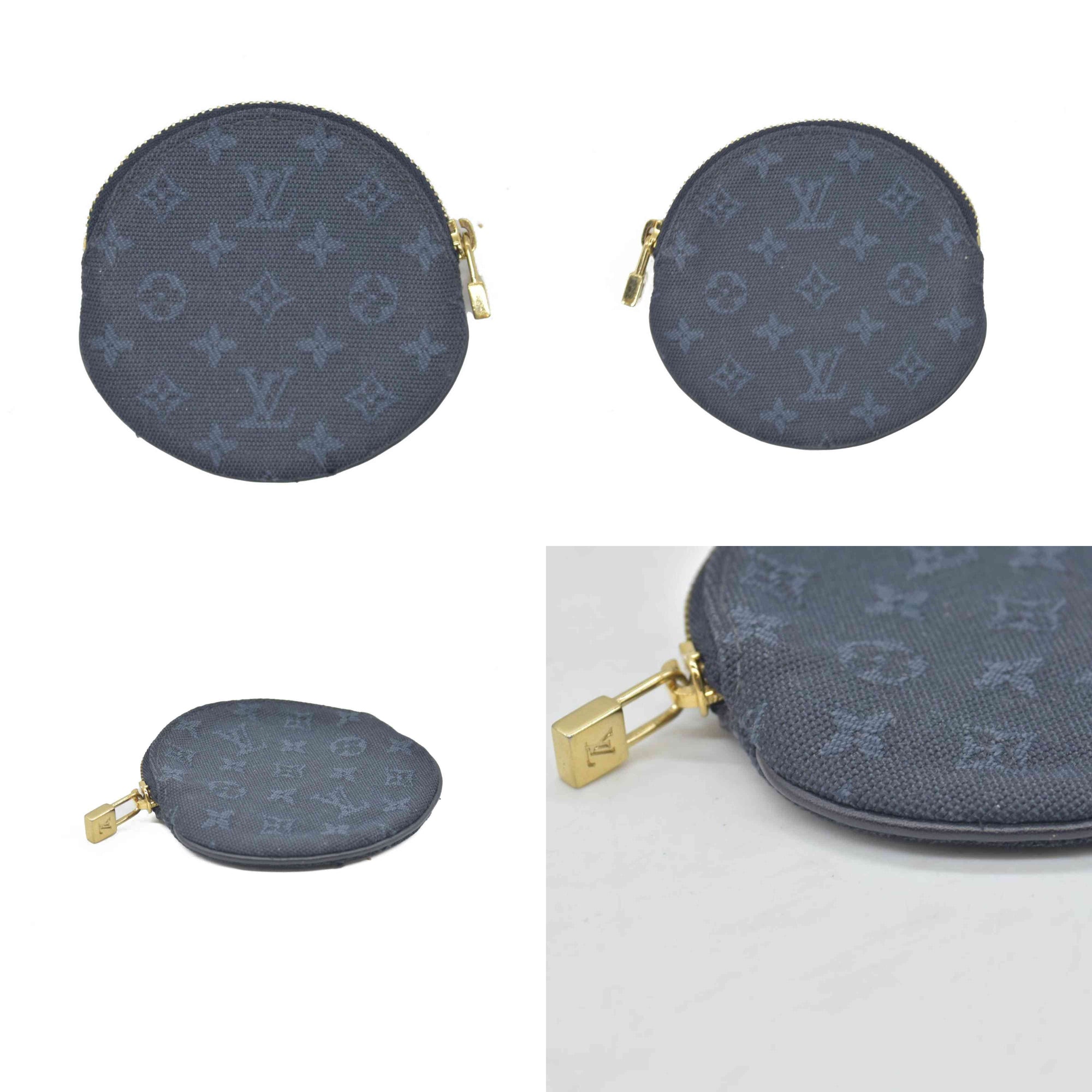 LOUIS VUITTON Round Coin Mini Lin Zippy Wallet Dark Blue CONSIGNMENT