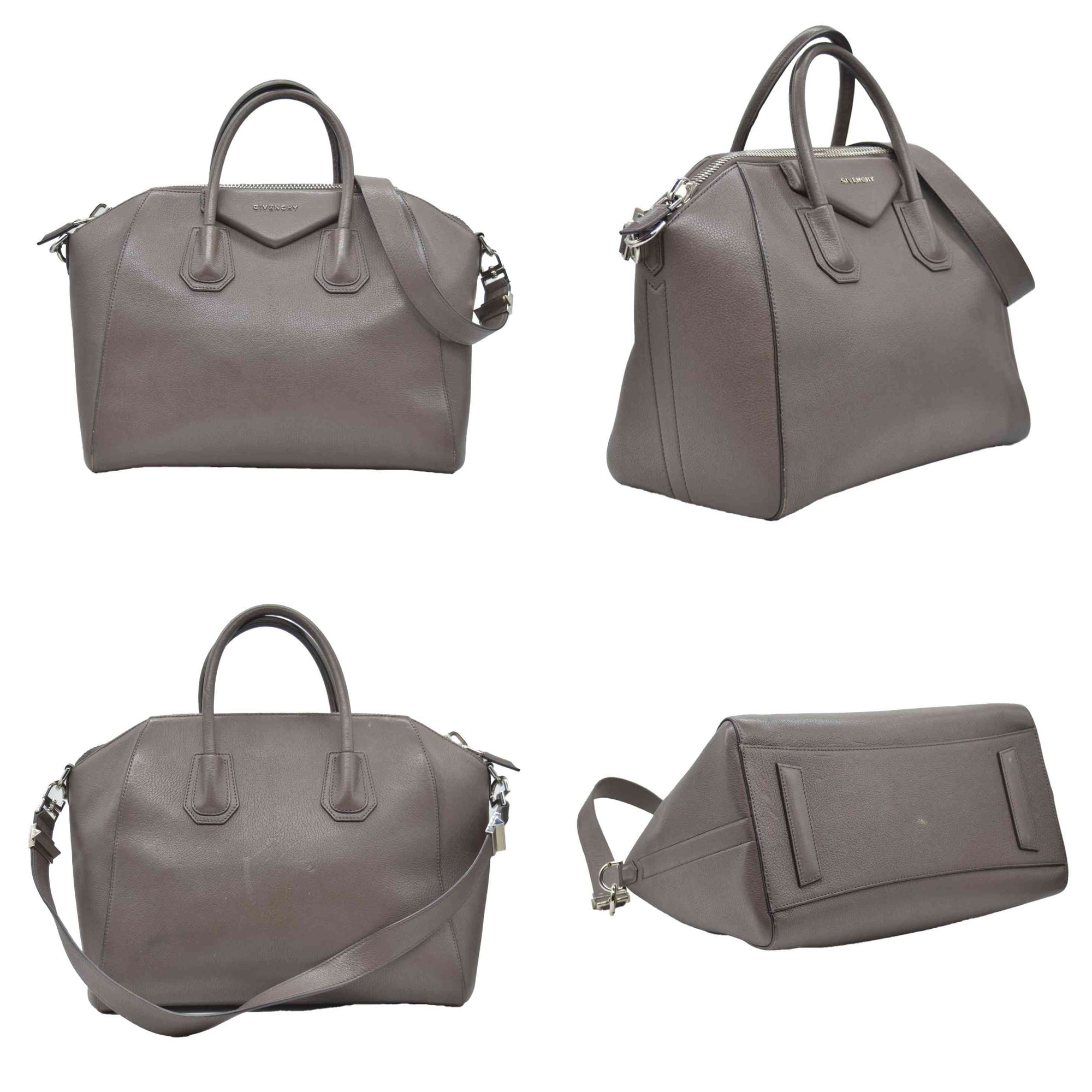 $2750 Givenchy Leather Grey Sugar Goatskin Leather Antigona Bag Medium 10020171