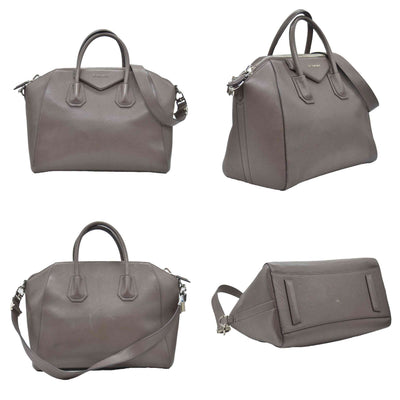 $2750 Givenchy Leather Grey Sugar Goatskin Leather Antigona Bag Medium 10020171