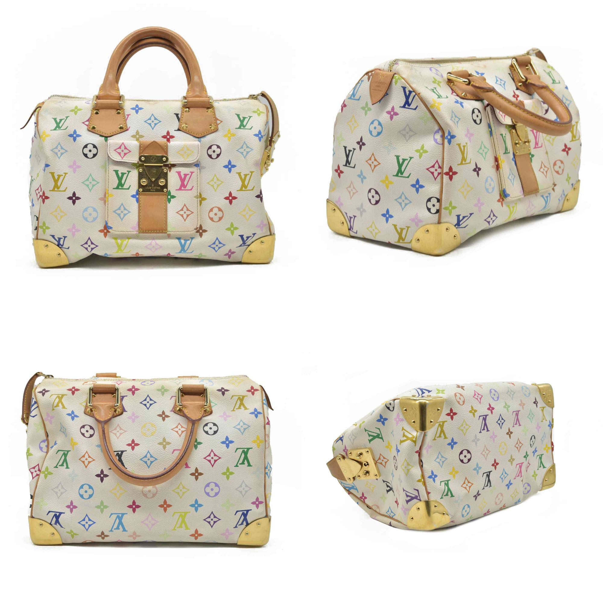 $3150 Louis Vuitton Monogram Multicolor Speedy 30 White Murakami