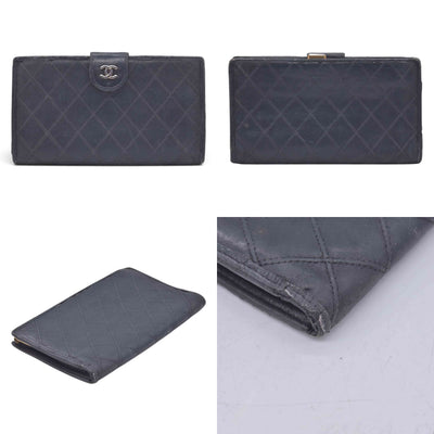 $950 CHANEL Black Quilted Leather Bifold Flap Wallet CONSIGNMENT 10021581