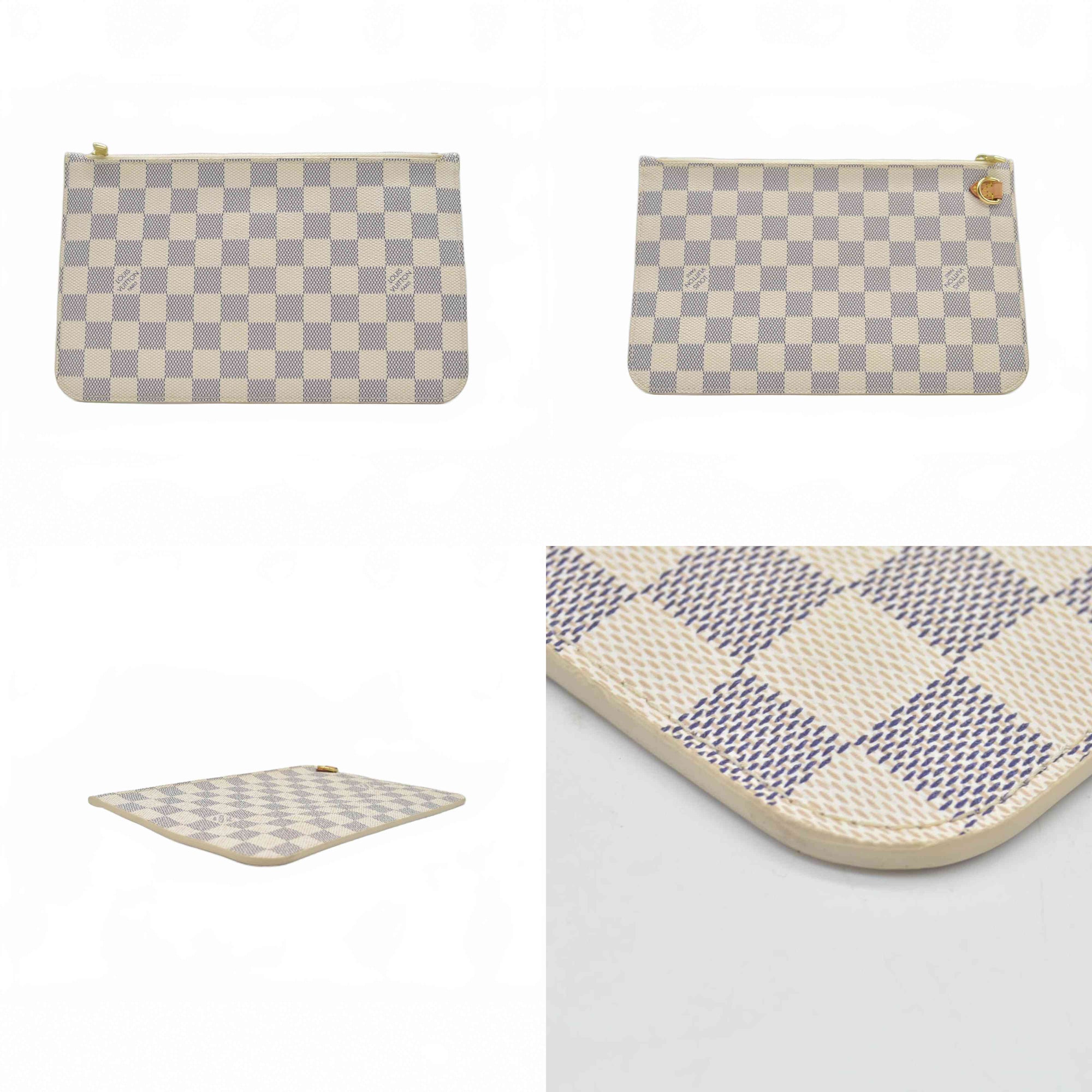 $600 Louis Vuitton Damier Azur Neverfull GM MM Tote Pochette FL2114