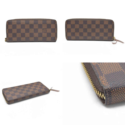 $630 LOUIS VUITTON Damier Ebene Portefeuille Clemence Zippy Wallet GI2116